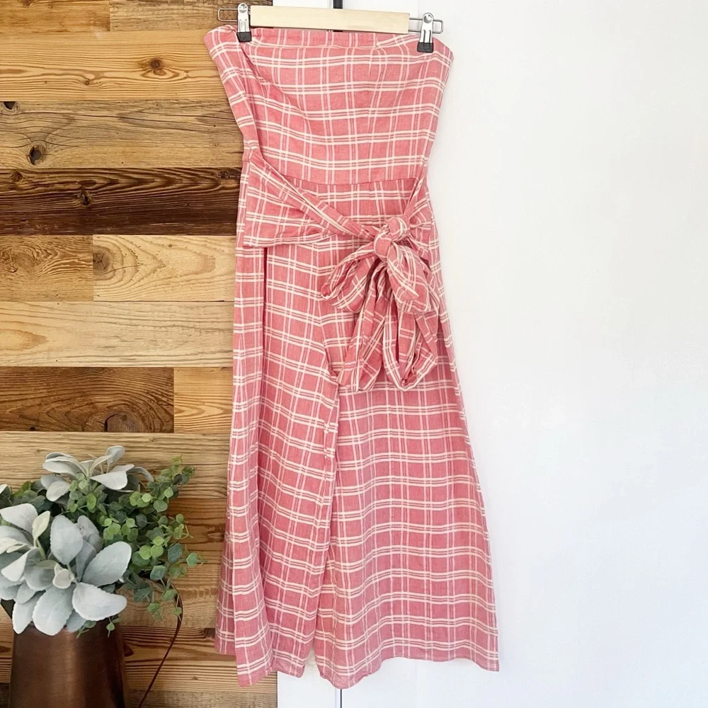 Tularosa Kristina Plaid Jumpsuit Sleeveless Culotte Small